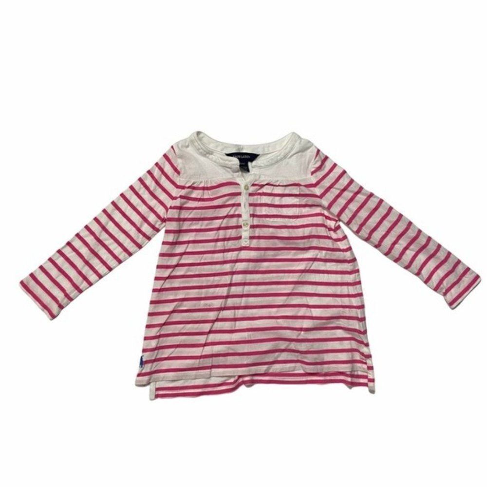 Ralph Lauren 4T Pink Striped Long Sleeve T-Shirt